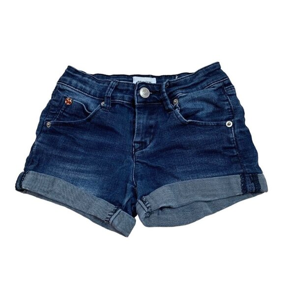 Hudson Jeans Girl's Size 7 Denim Cut-Off Shorts Dark Wash Flap Pockets - Picture 1 of 5